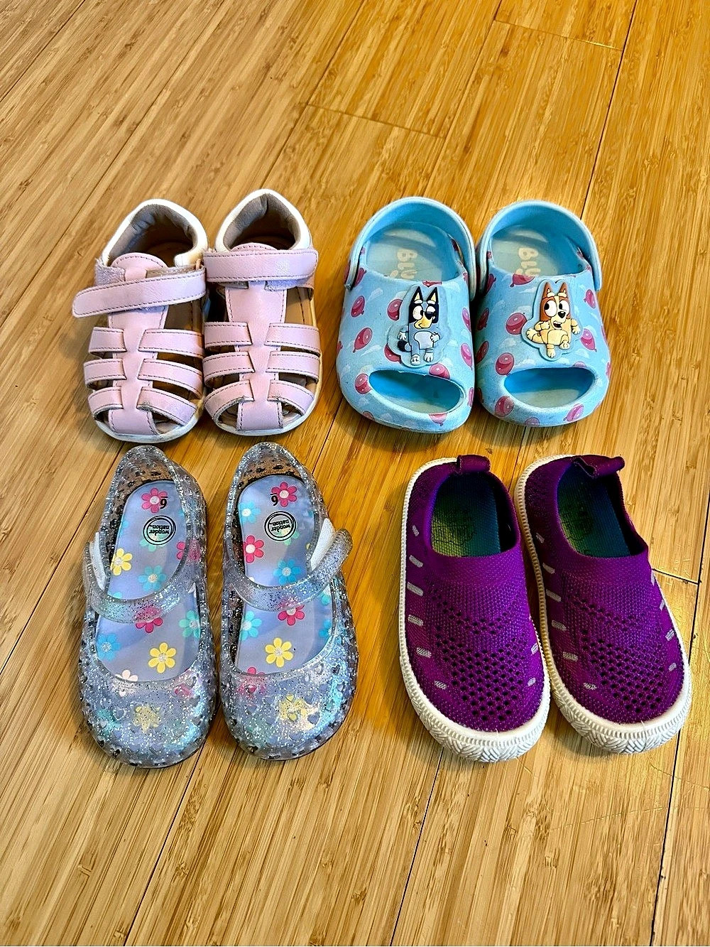 Toddler Girl Summer Shoes Size 6 Blue Purple Floral